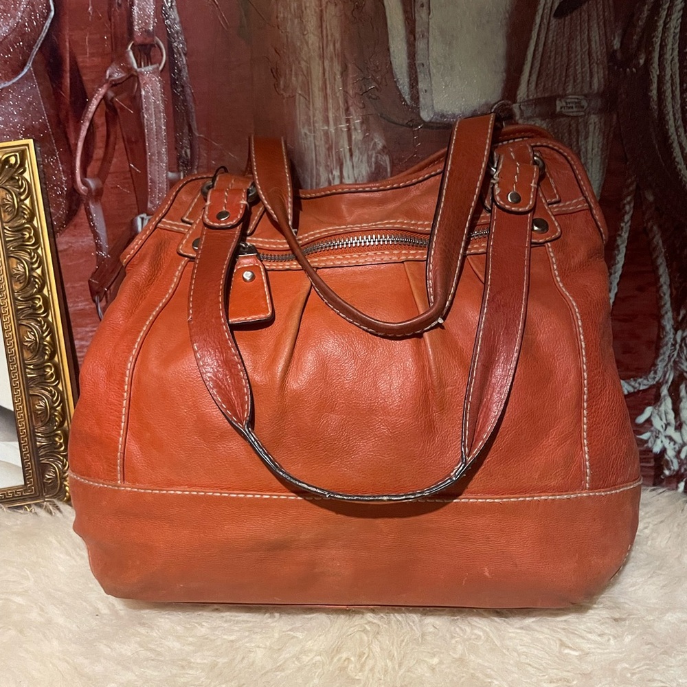Fossil XXL orange leather bag